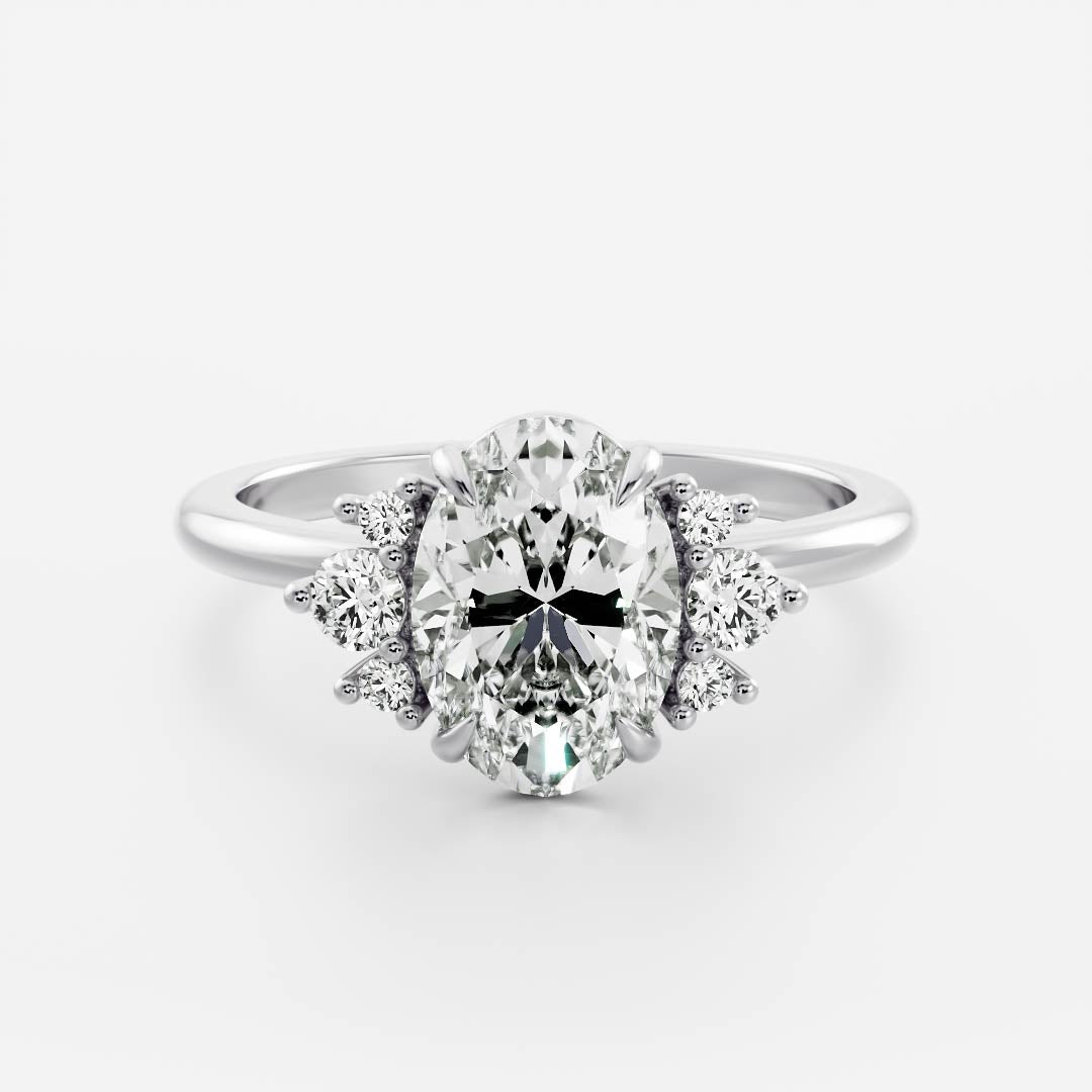1 CT Oval Cluster Moissanite Engagement Ring