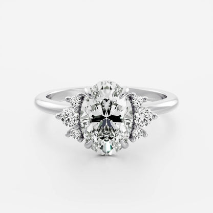 1 CT Oval Cluster Moissanite Engagement Ring