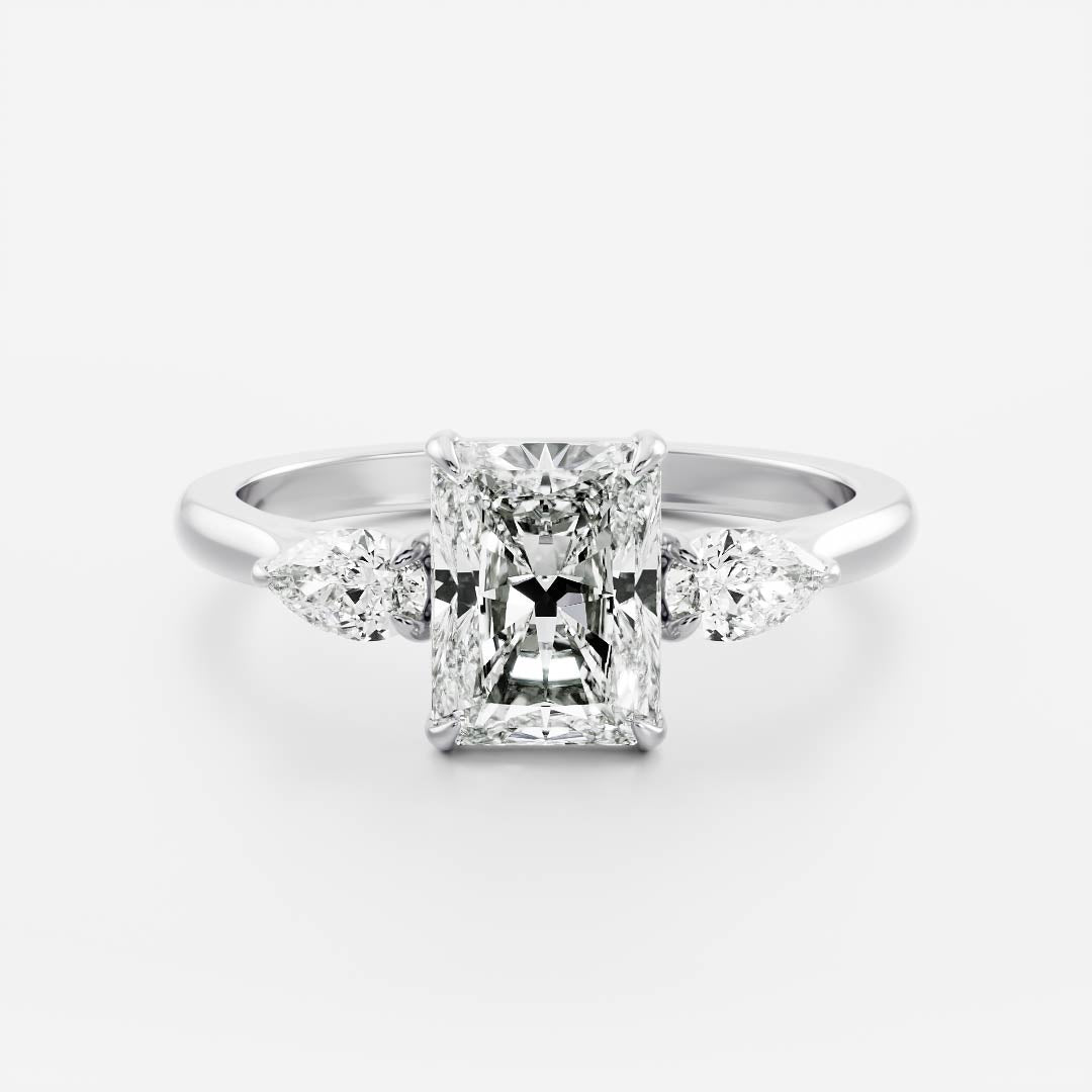 1 CT Radiant Three Stone Moissanite Engagement Ring