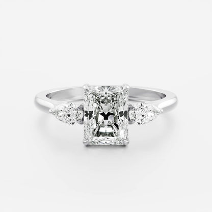 1 CT Radiant Three Stone Moissanite Engagement Ring