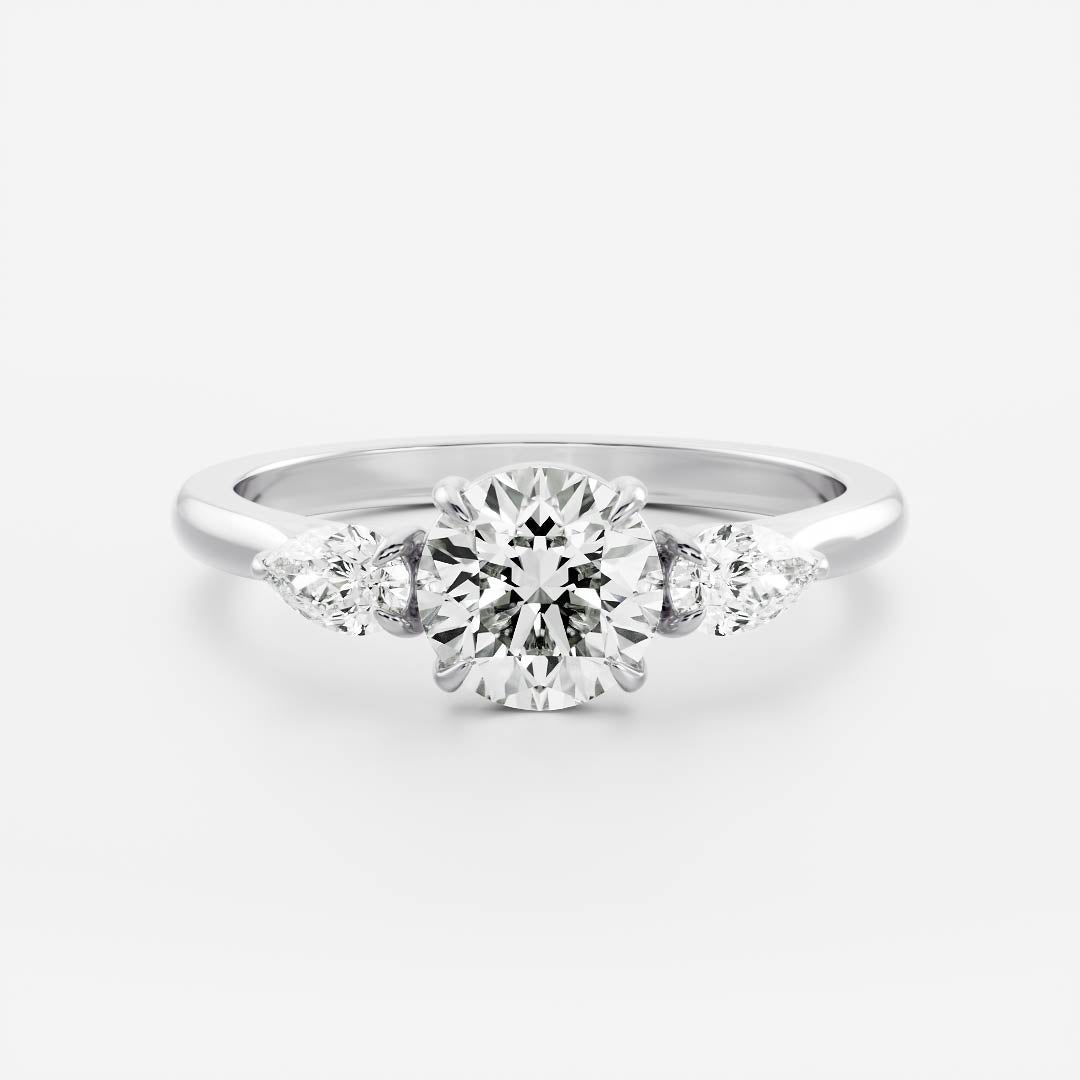 0.5 CT Round Three Stone Moissanite Engagement Ring