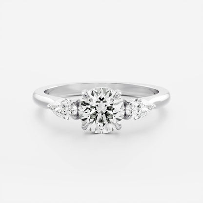 0.5 CT Round Three Stone Moissanite Engagement Ring