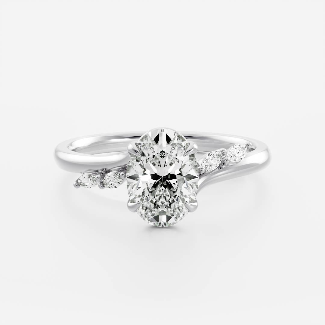 1 CT Oval Cluster Moissanite Engagement Ring
