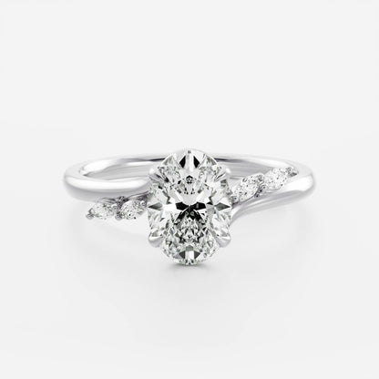 1 CT Oval Cluster Moissanite Engagement Ring