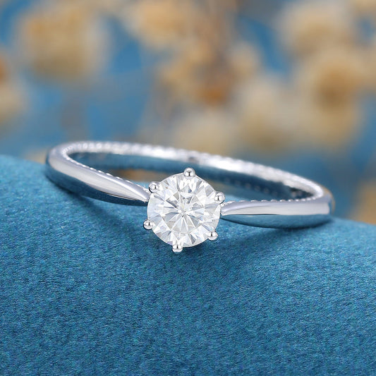 0.41 CT Round Solitaire Moissanite Engagement Ring