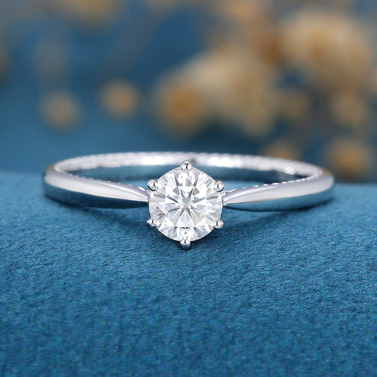 0.41 CT Round Solitaire Moissanite Engagement Ring