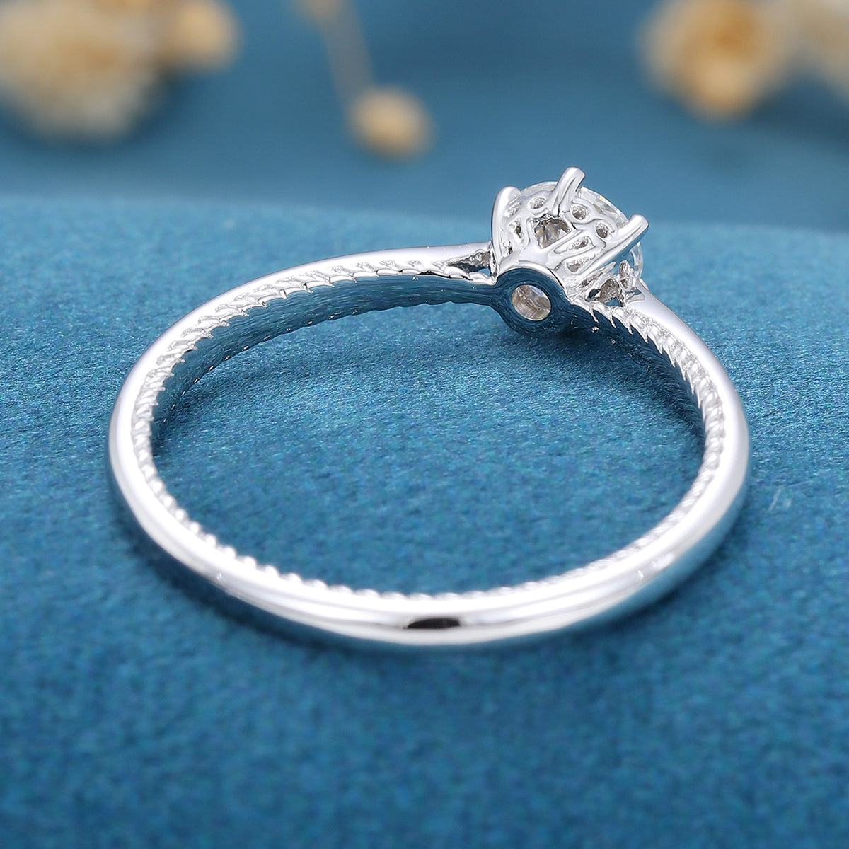 0.41 CT Round Solitaire Moissanite Engagement Ring