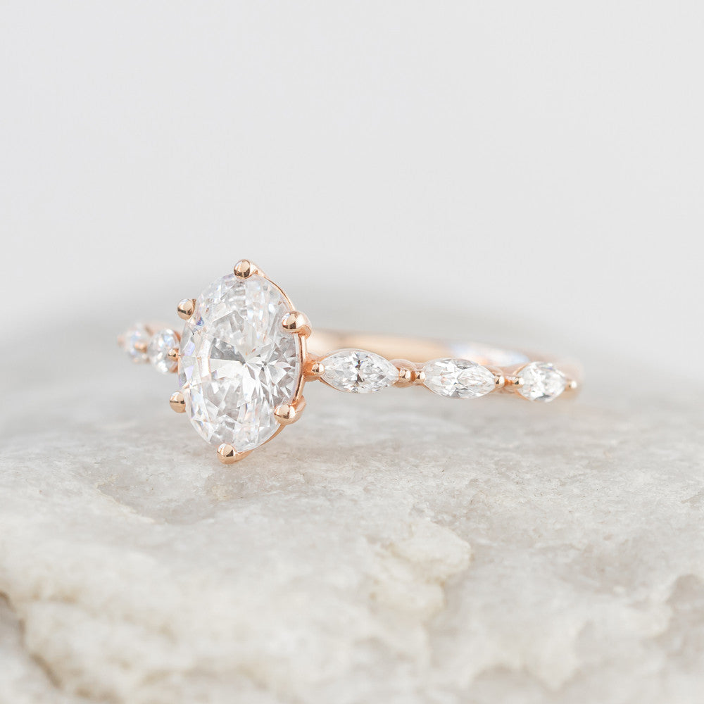1.25 CT Oval Pave Moissanite Engagement Ring