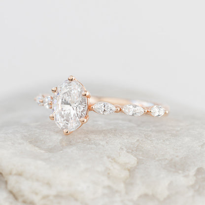 1.25 CT Oval Pave Moissanite Engagement Ring