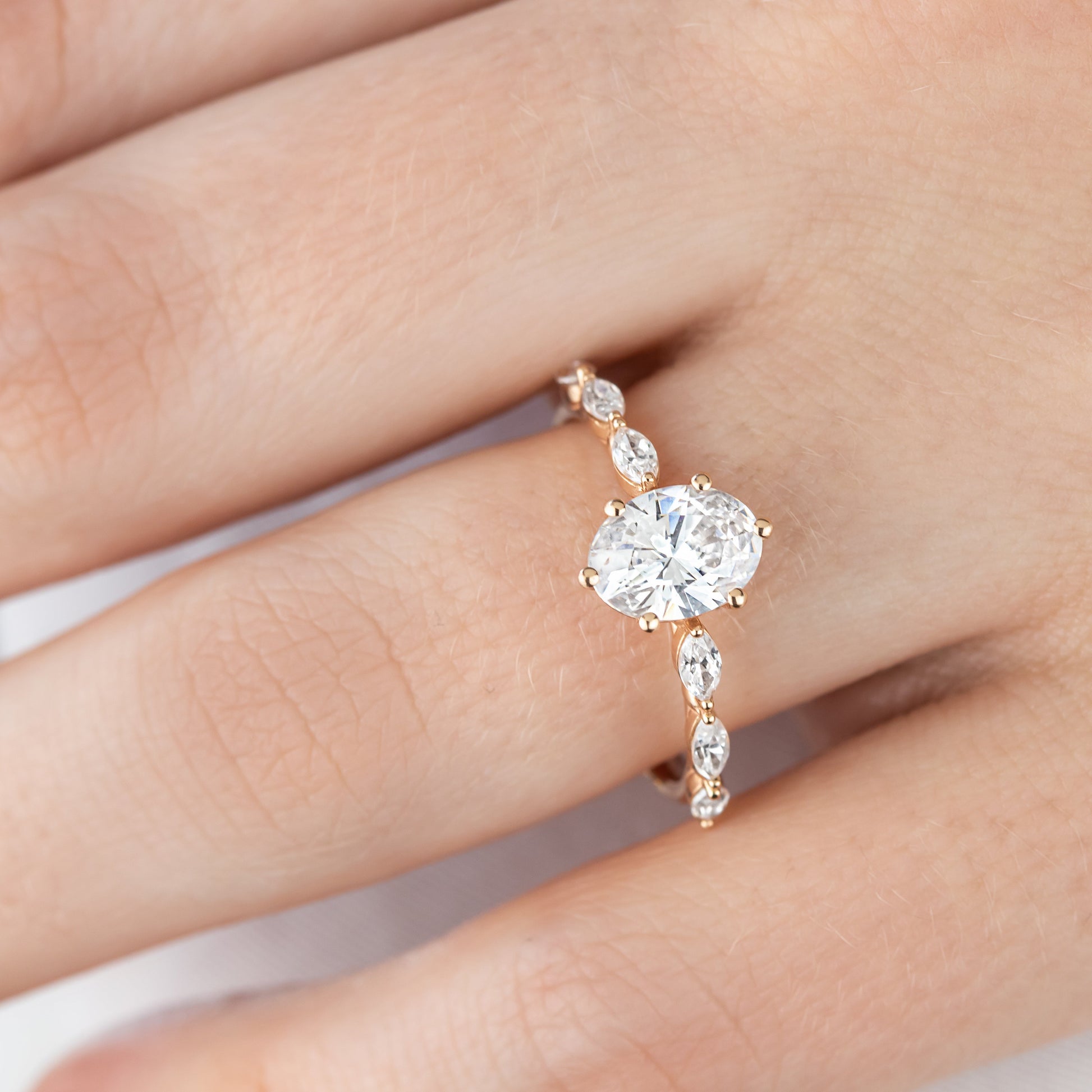 1.25 CT Oval Pave Moissanite Engagement Ring