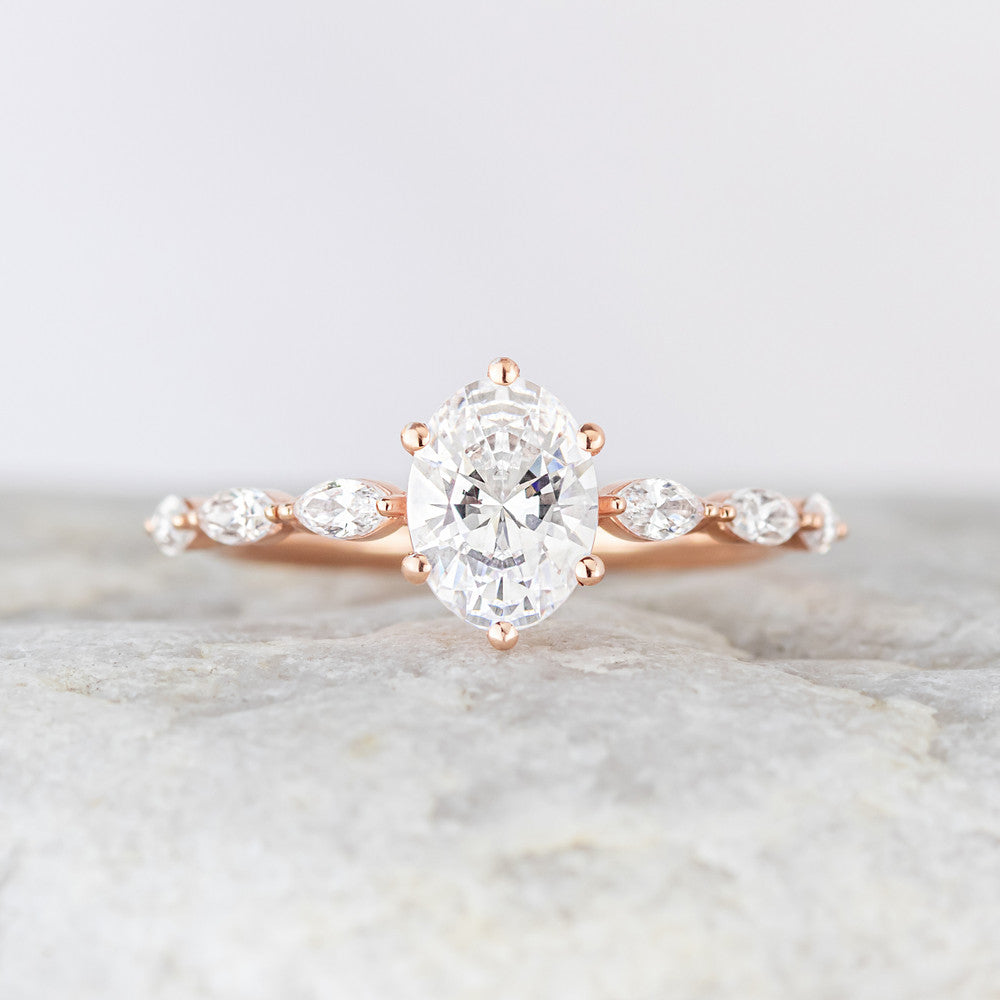 1.25 CT Oval Pave Moissanite Engagement Ring