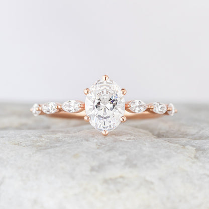 1.25 CT Oval Pave Moissanite Engagement Ring