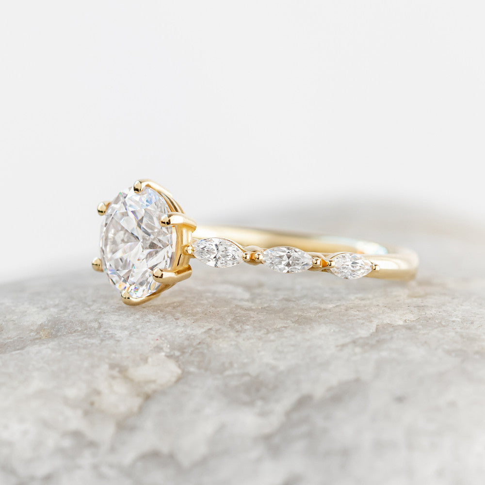 1.50 CT Round Pave Moissanite Engagement Ring