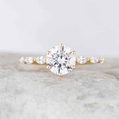 1.50 CT Round Pave Moissanite Engagement Ring
