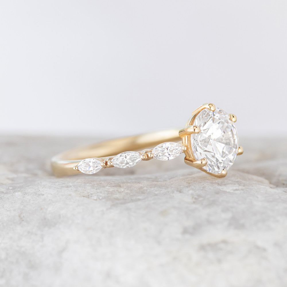 1.50 CT Round Pave Moissanite Engagement Ring