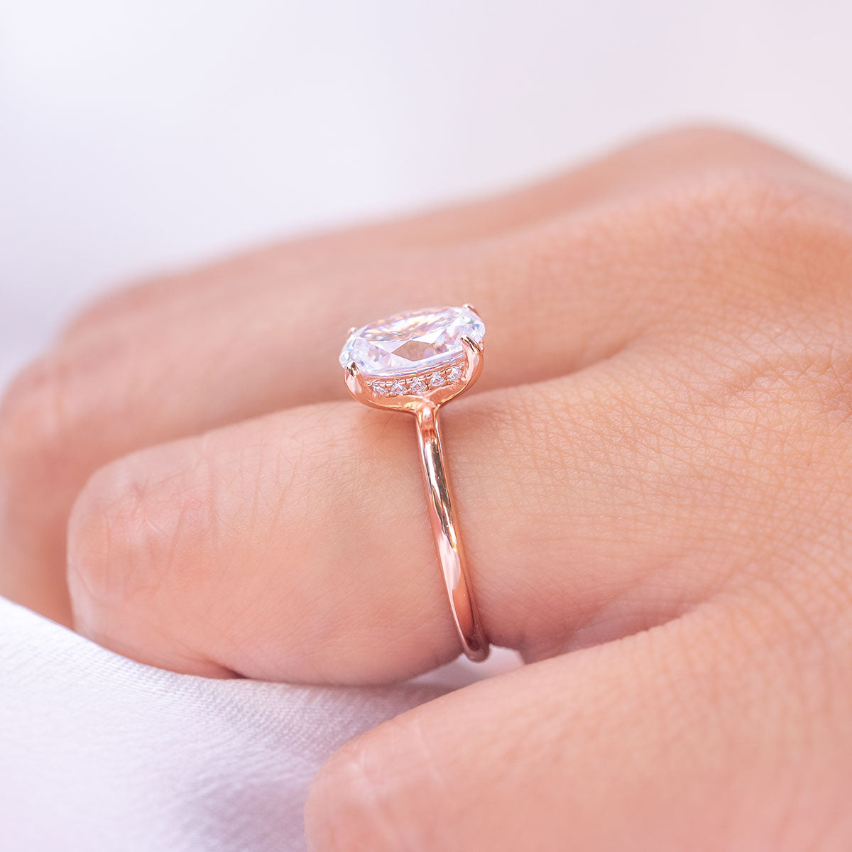 3 CT Round Hidden Halo Moissanite Engagement Ring