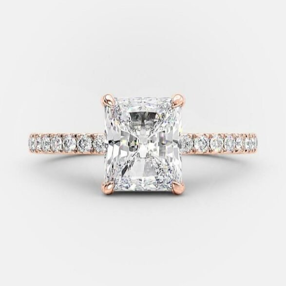 1.67 CT Radiant Pave Moissanite Engagement Ring