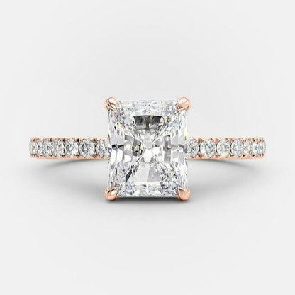 1.67 CT Radiant Pave Moissanite Engagement Ring