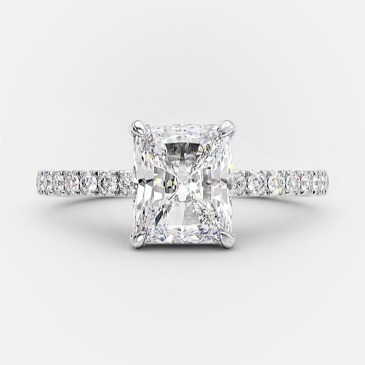 1.67 CT Radiant Pave Moissanite Engagement Ring
