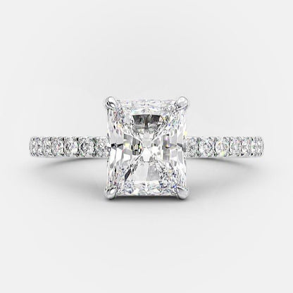 1.67 CT Radiant Pave Moissanite Engagement Ring