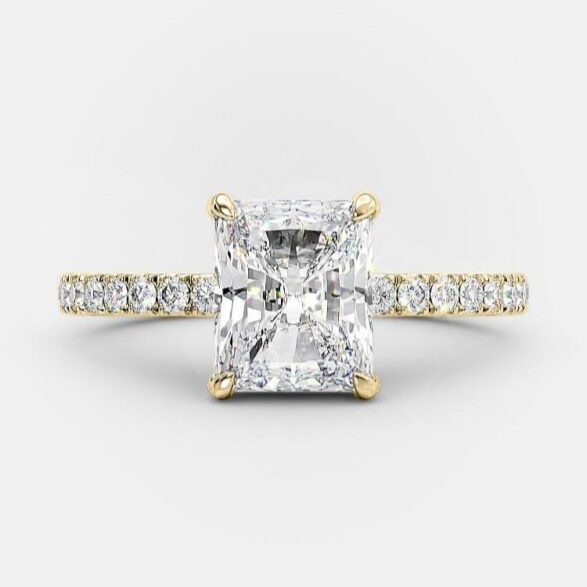 1.67 CT Radiant Pave Moissanite Engagement Ring
