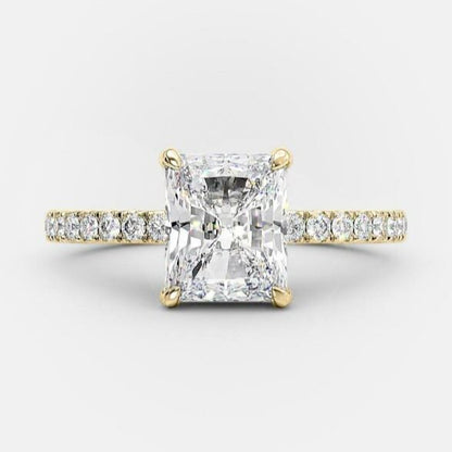 1.67 CT Radiant Pave Moissanite Engagement Ring