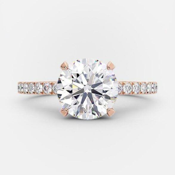 1.6 CT Round Pave Moissanite Engagement Ring
