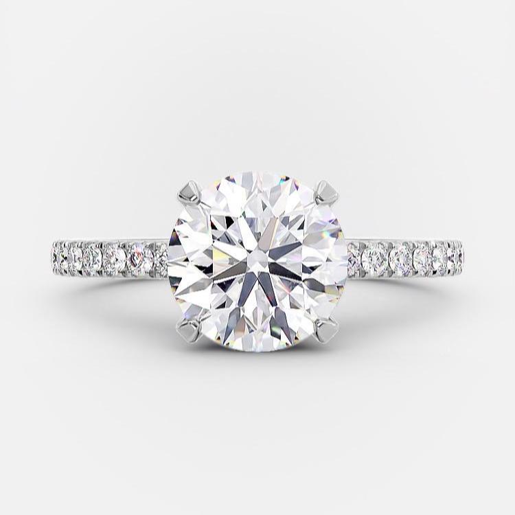1.6 CT Round Pave Moissanite Engagement Ring