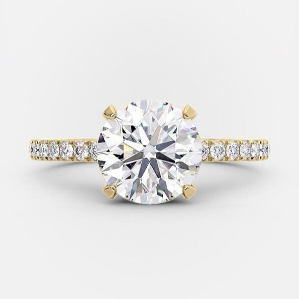 1.6 CT Round Pave Moissanite Engagement Ring