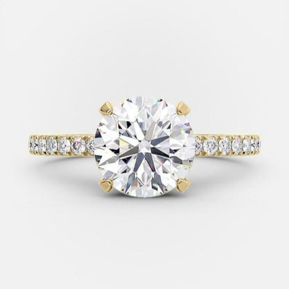 1.6 CT Round Pave Moissanite Engagement Ring