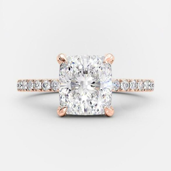 3.25 CT Elongated Cushion Pave Moissanite Engagement Ring