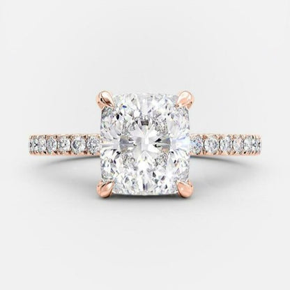 3.25 CT Elongated Cushion Pave Moissanite Engagement Ring