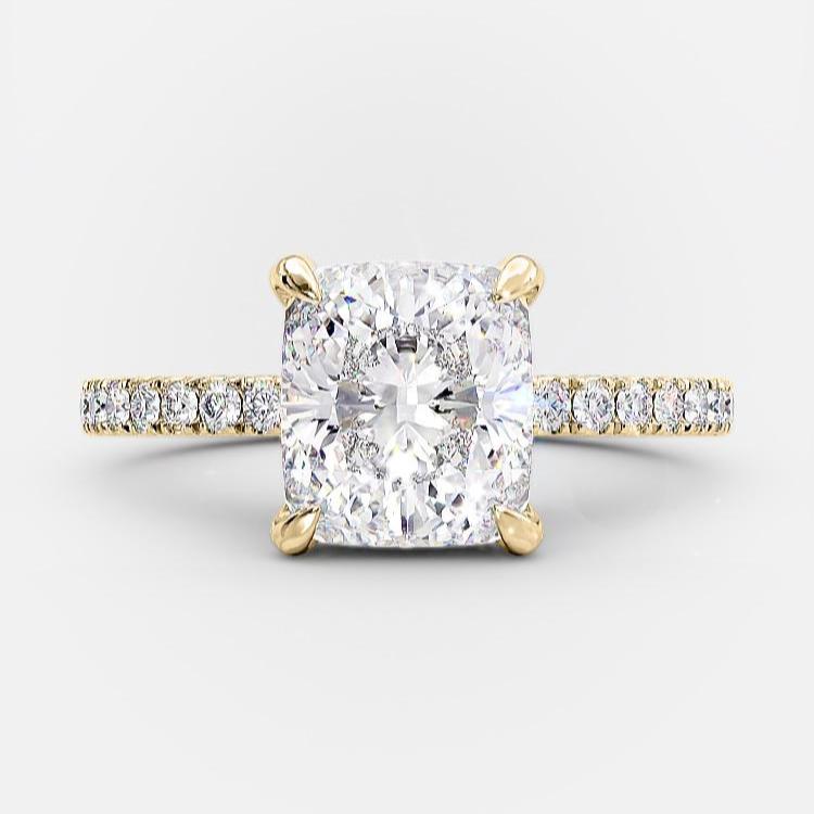 3.25 CT Elongated Cushion Pave Moissanite Engagement Ring