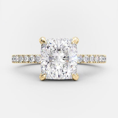 3.25 CT Elongated Cushion Pave Moissanite Engagement Ring