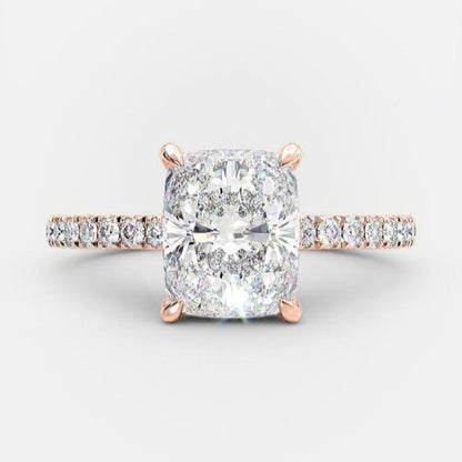 2.33 CT Elongated Cushion Pave Moissanite Engagement Ring