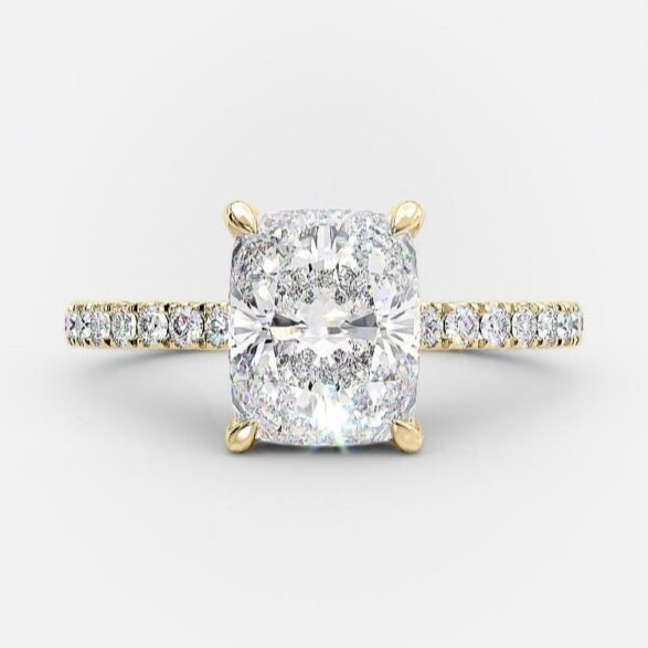2.33 CT Elongated Cushion Pave Moissanite Engagement Ring