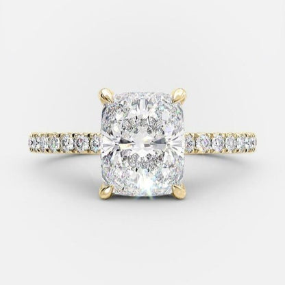 2.33 CT Elongated Cushion Pave Moissanite Engagement Ring