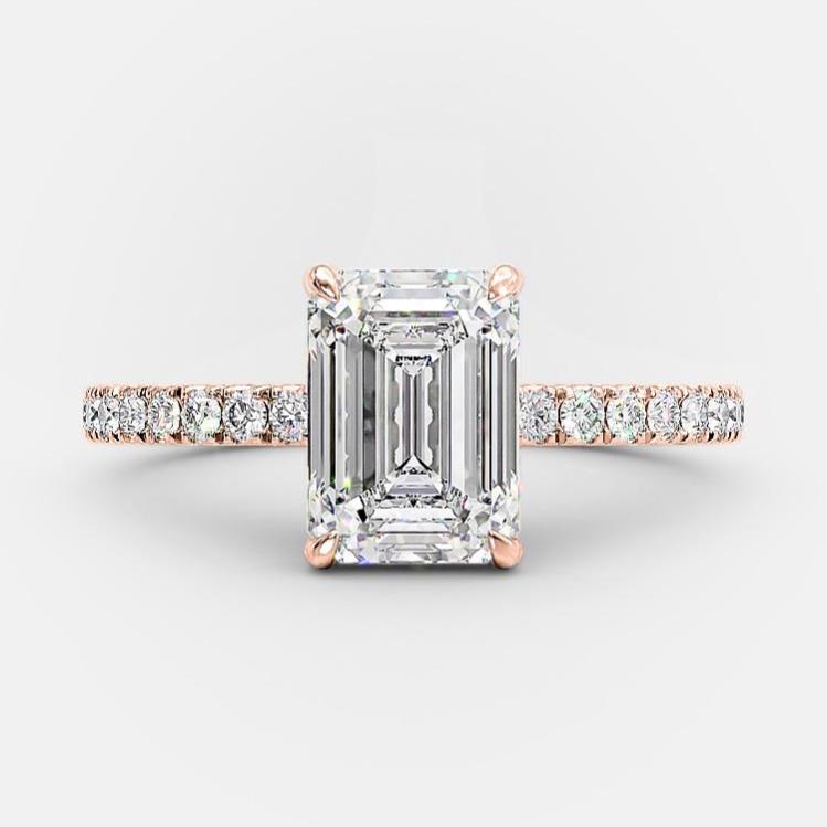 1.6 CT Emerald Pave Moissanite Engagement Ring