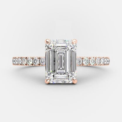1.6 CT Emerald Pave Moissanite Engagement Ring