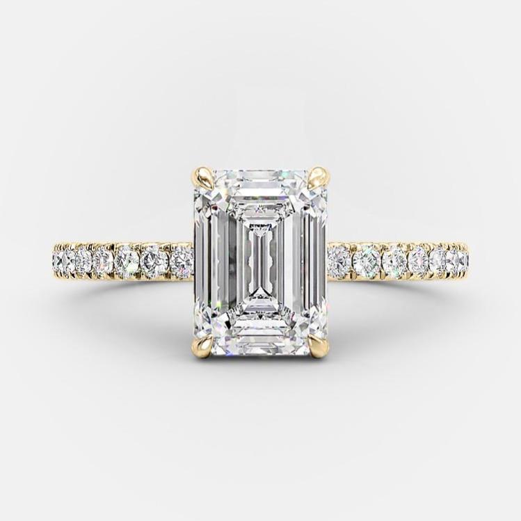 1.6 CT Emerald Pave Moissanite Engagement Ring