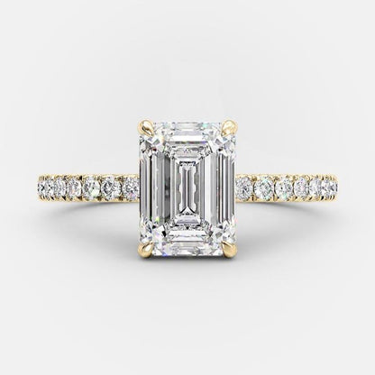 1.6 CT Emerald Pave Moissanite Engagement Ring