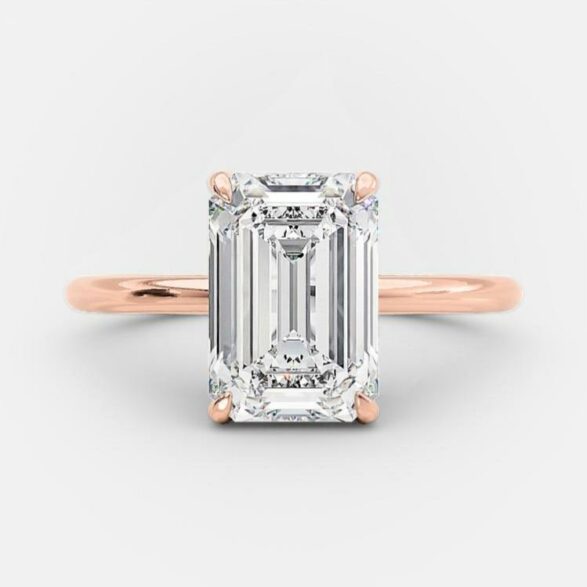1.6 CT Emerald Hidden Halo Moissanite Engagement Ring