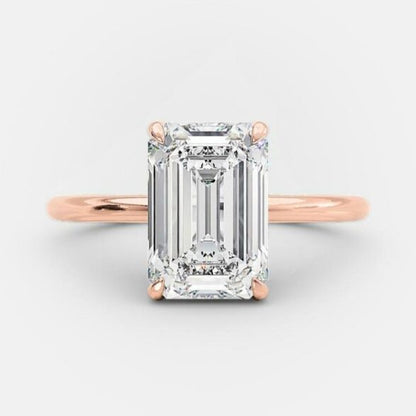 1.6 CT Emerald Hidden Halo Moissanite Engagement Ring