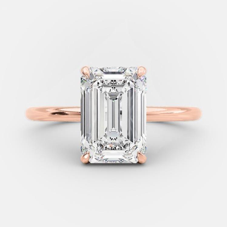 2 CT Emerald Hidden Halo Moissanite Engagement Ring