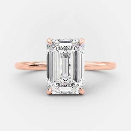 2 CT Emerald Hidden Halo Moissanite Engagement Ring