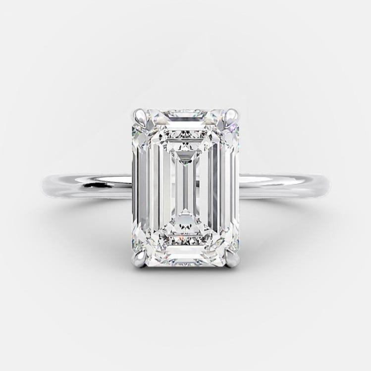 2 CT Emerald Hidden Halo Moissanite Engagement Ring