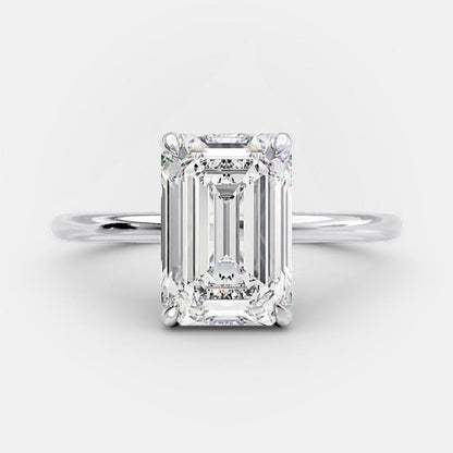 2 CT Emerald Hidden Halo Moissanite Engagement Ring