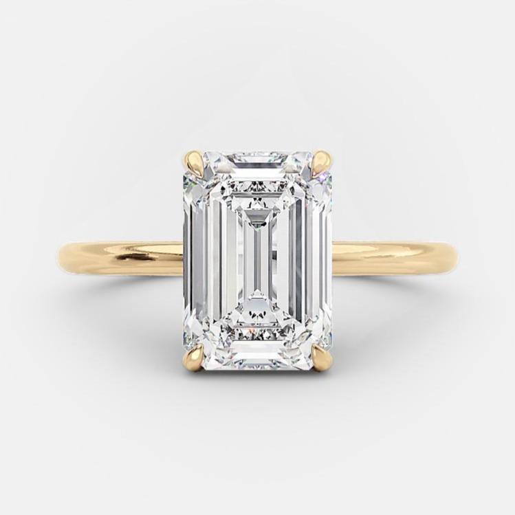 1.6 CT Emerald Hidden Halo Moissanite Engagement Ring
