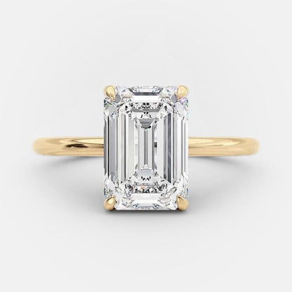 2 CT Emerald Hidden Halo Moissanite Engagement Ring