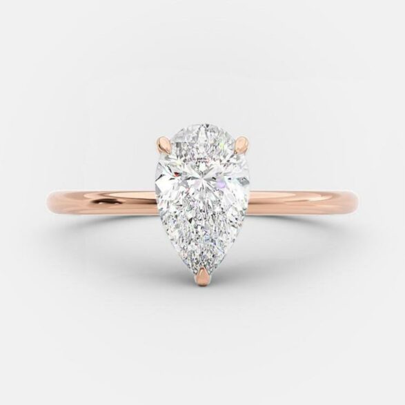 2.5 CT Pear Hidden Halo Moissanite Engagement Ring